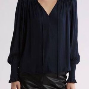 Rebecca Taylor navy satin blouse